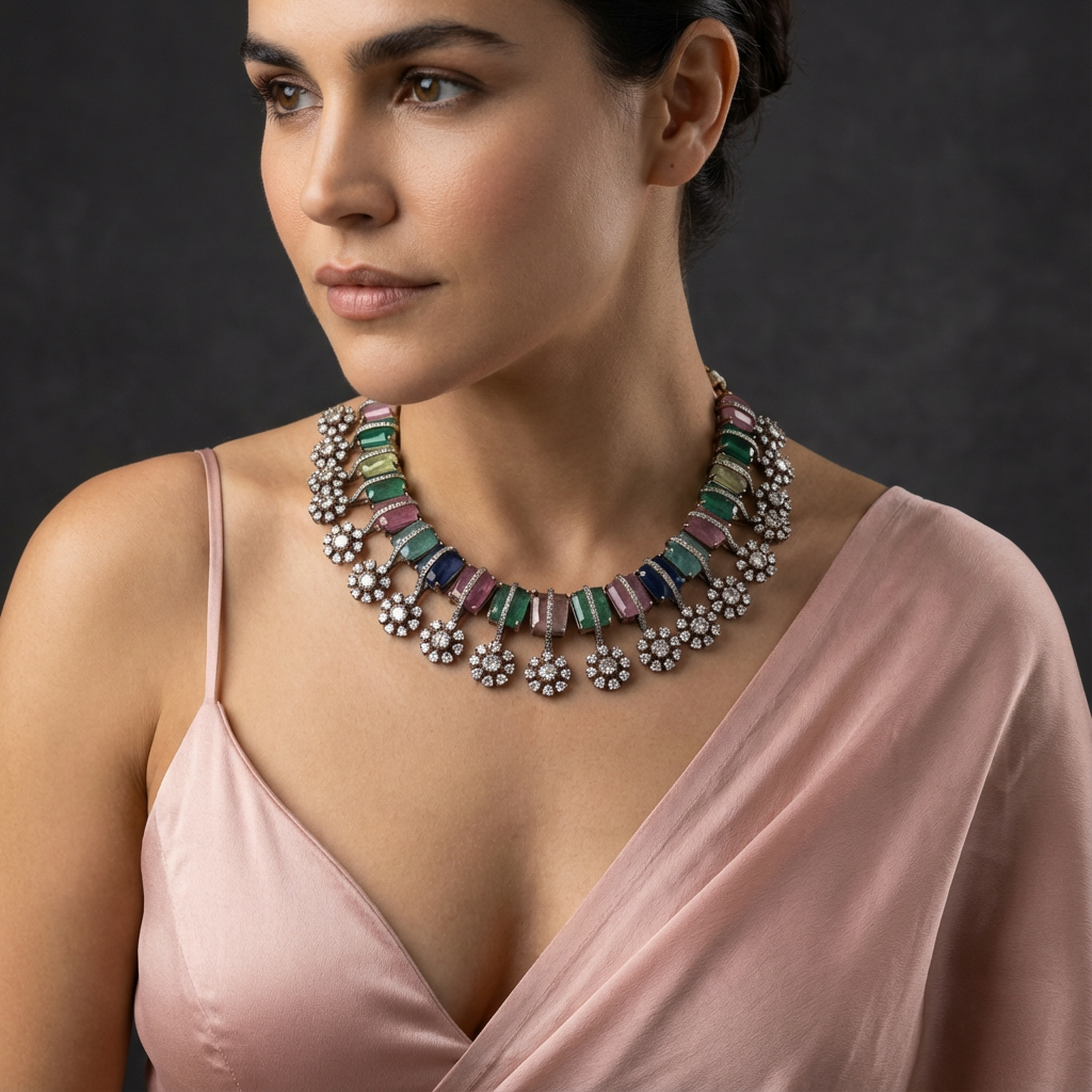 Gulmohar Necklace Set Multicolor