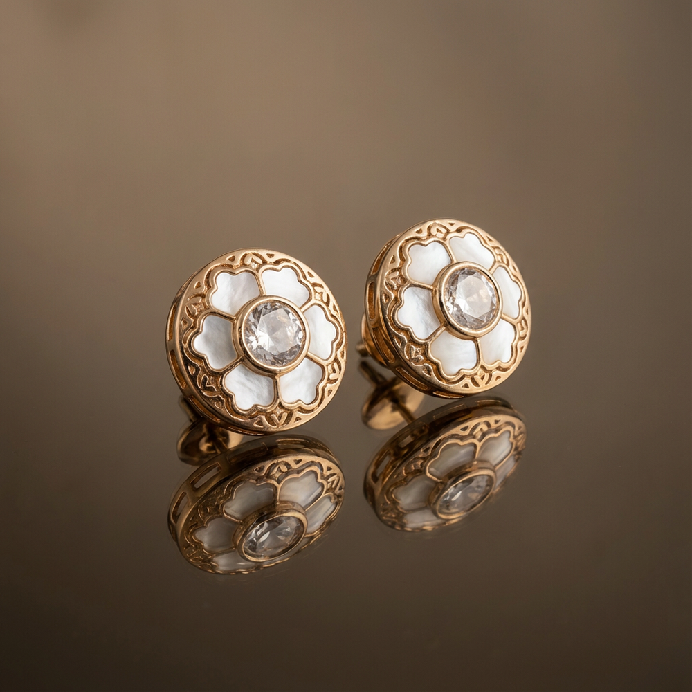 Chroma halo studs – worn on ear by Ozel