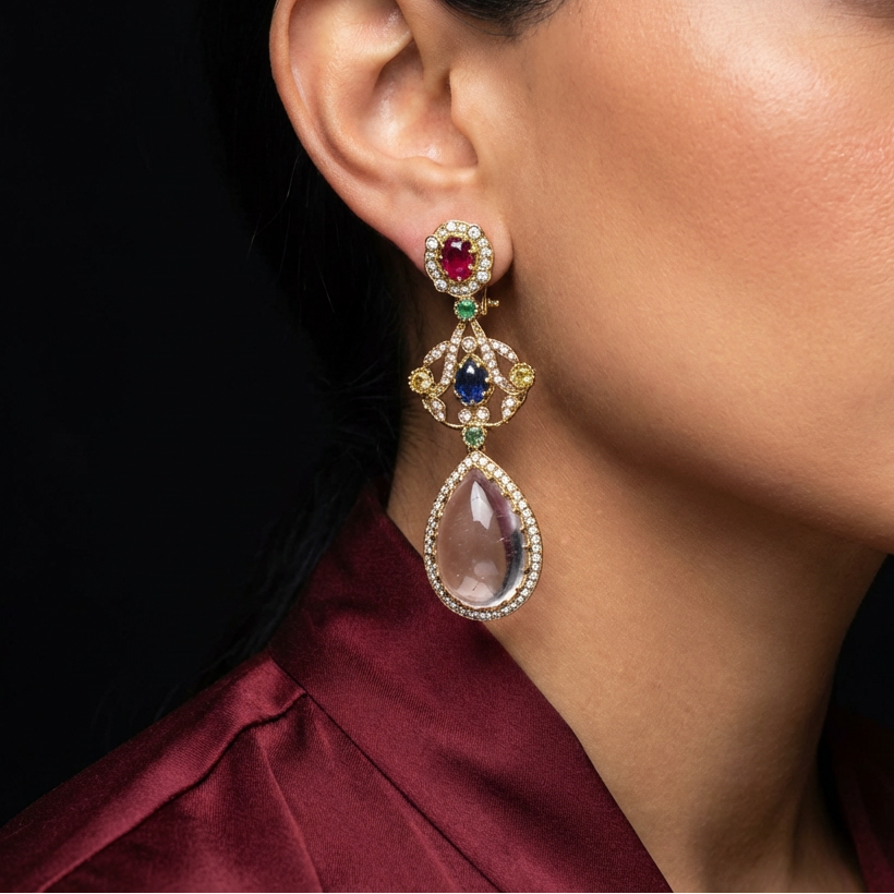 Estelle gemstone earrings – elegant Indian jewelry by Ozel