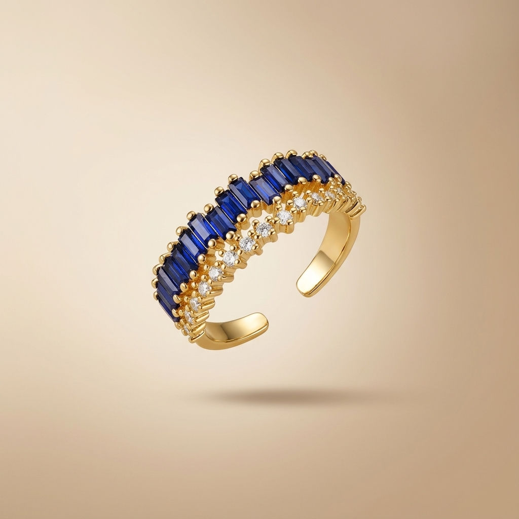 Cobalt Crest Architectural Band Ring