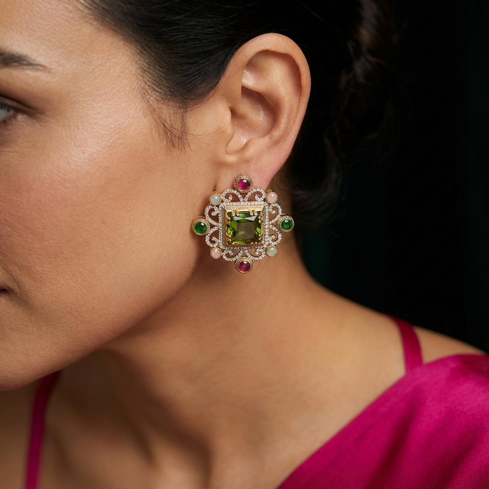 Ashta earrings – worn on ear by Ozel