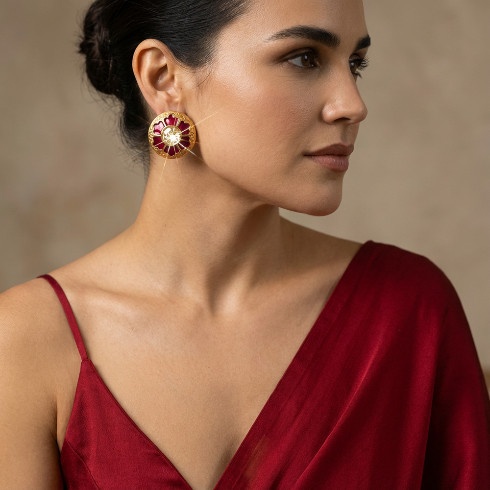Chroma halo studs – coloured gemstone halo detail by Ozel