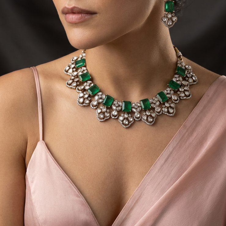 Garden of Emeralds Polki Set