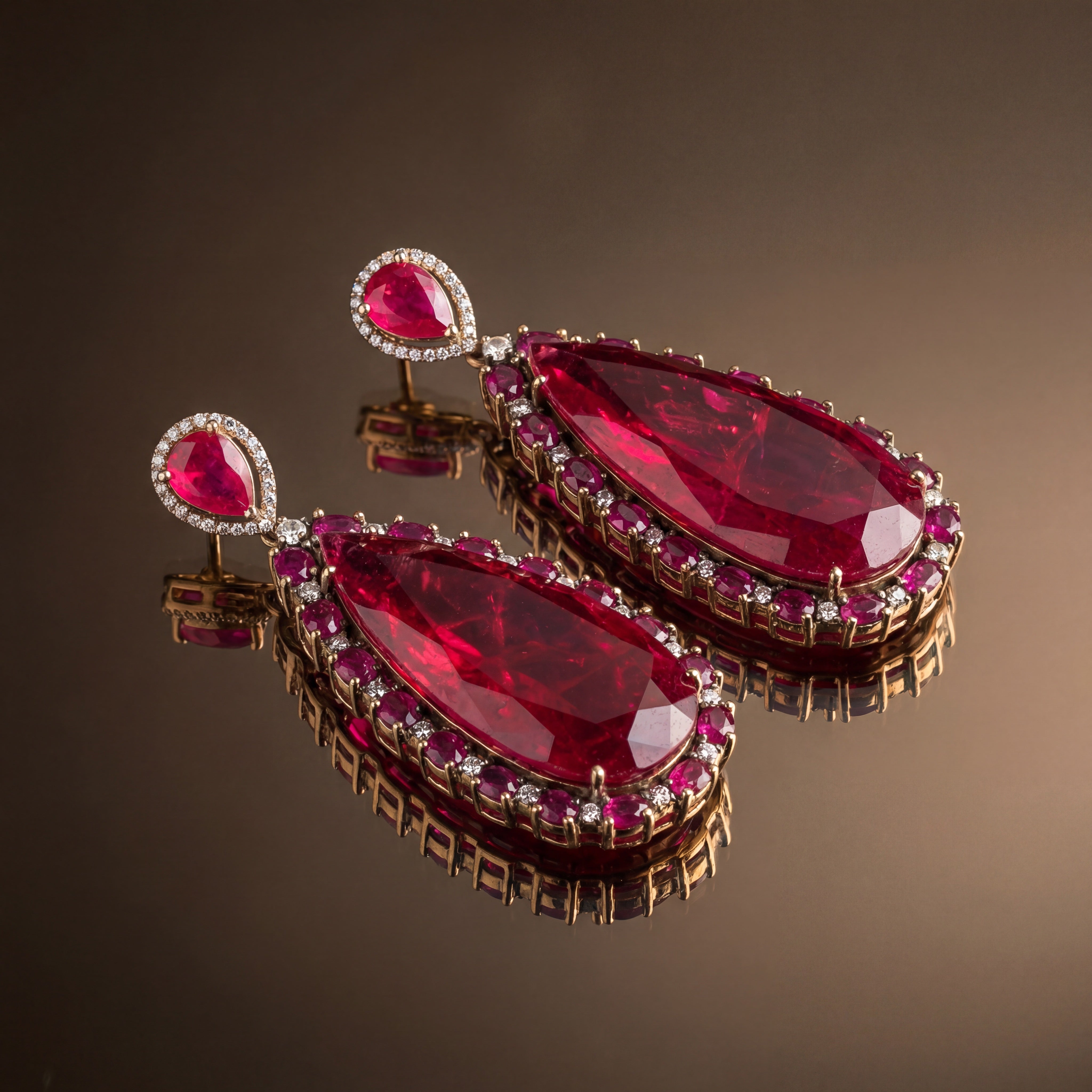 Crimson Éclat Doublet Drop Earrings