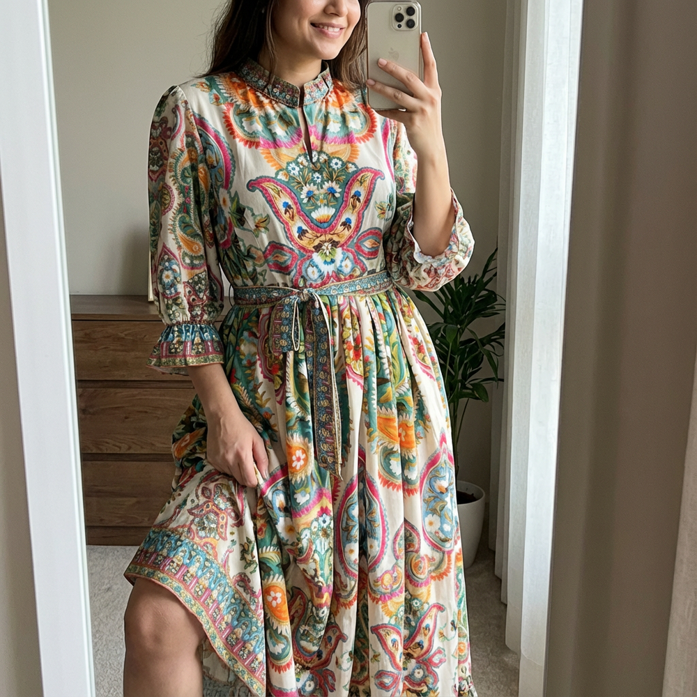 The Jardin ruffle dress – elegant Indian designer dress by Ozel