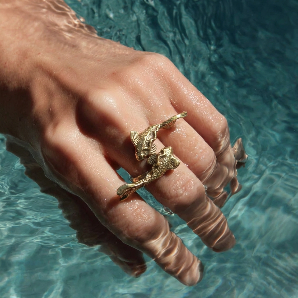 Koi current ring – fish motif detail close-up by Ozel