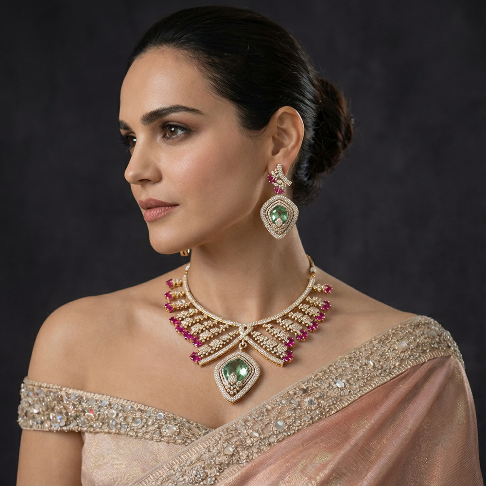 Aurevia Prism Set with multifaceted gemstones and luminous gold craftsmanship by Ozel
