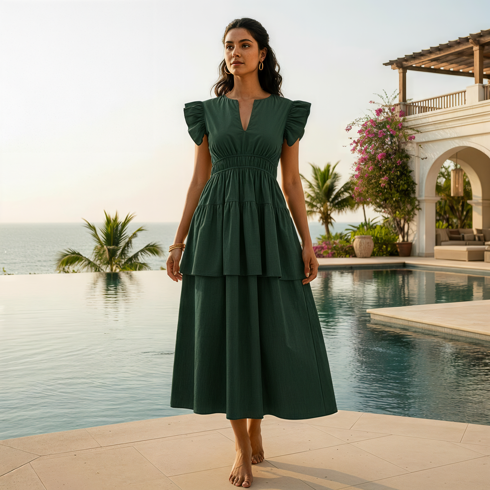 Poppy midi dress – elegant Indian designer dress by Villa 321 at Ozel