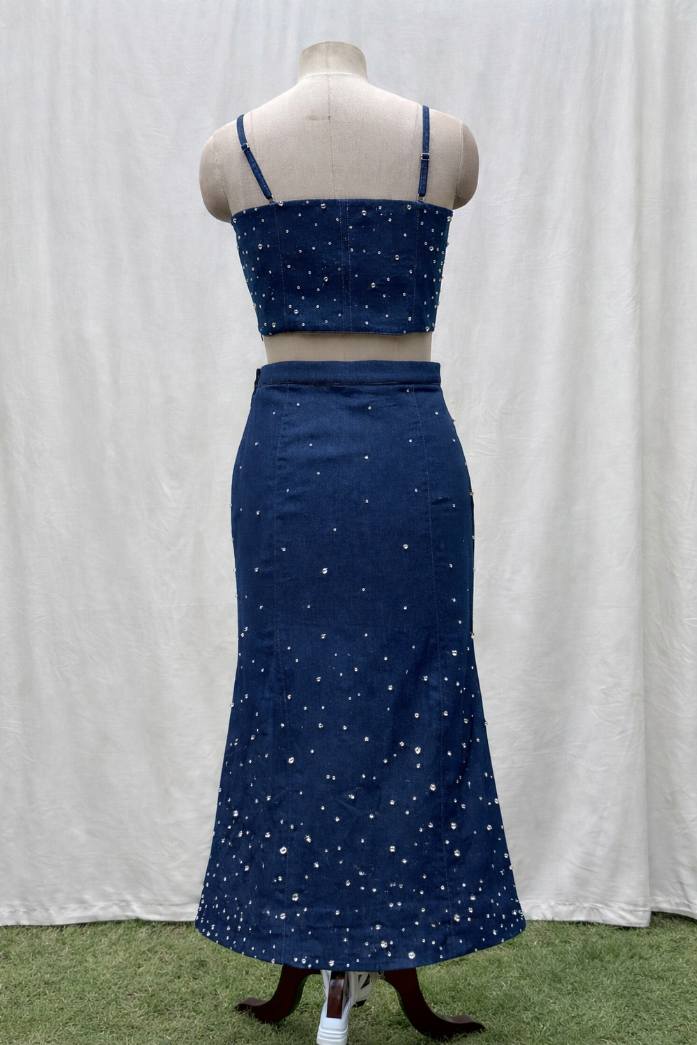 Denim Rhinestones Co-ord Set – sparkling denim two-piece by Ozel