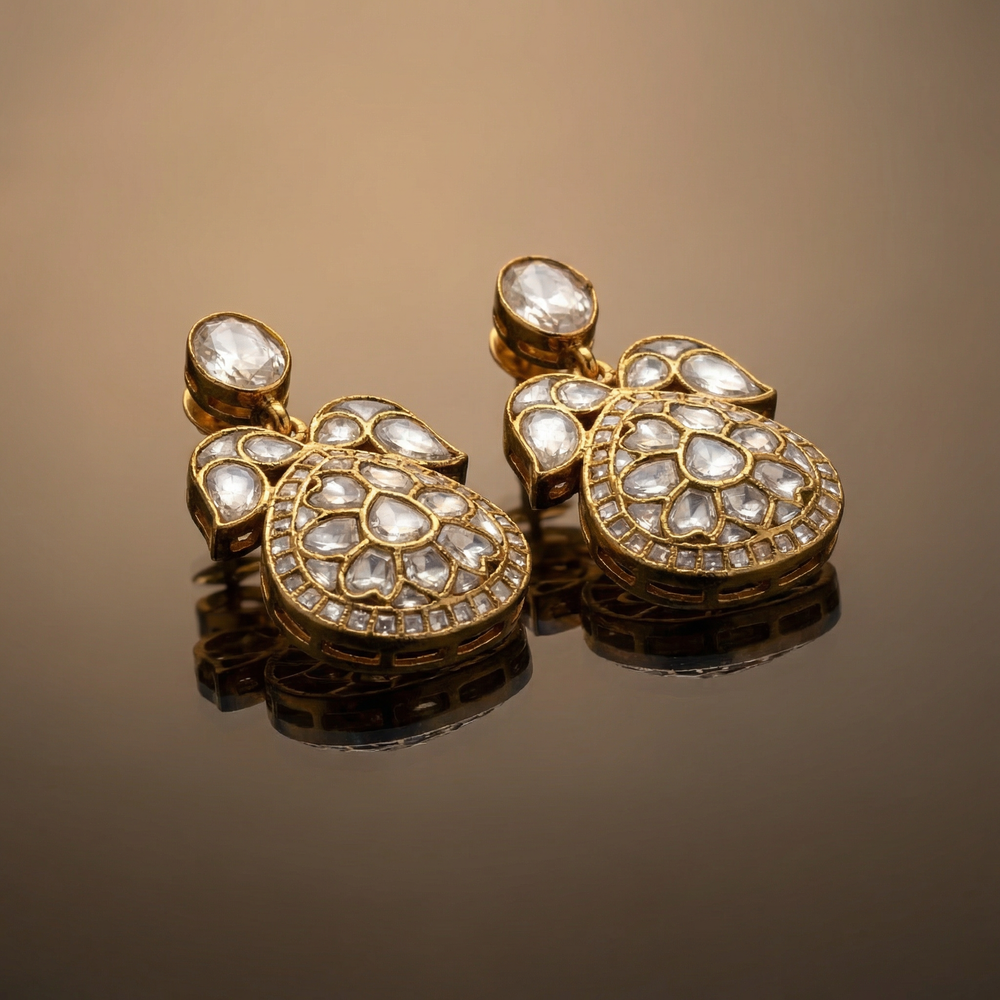 Divyam Jadau Earrings – traditional jadau jewelry by Ozel