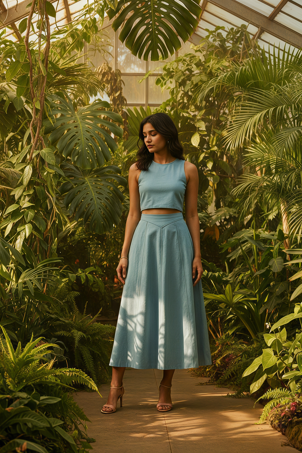 Inverted V skirt and top co-ord set – tailored resort set by Villa 321 at Ozel