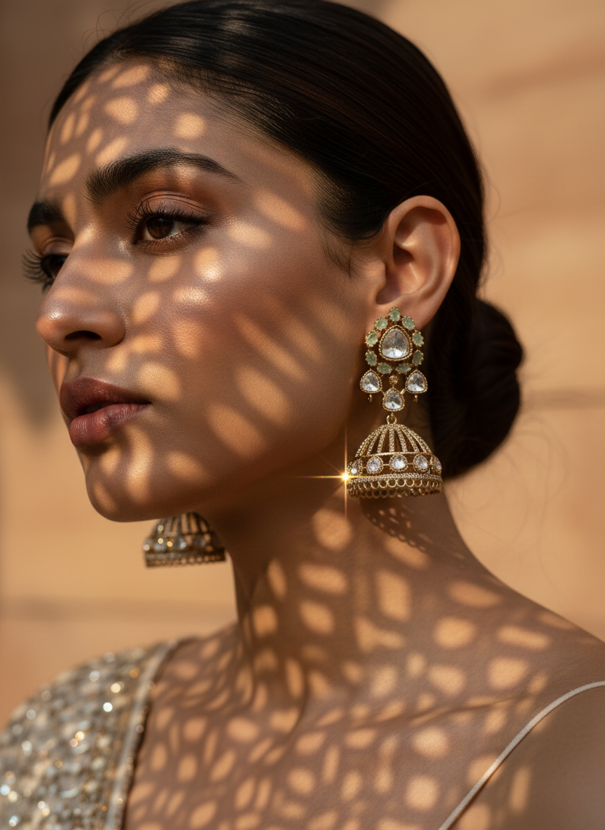 Dome Jhumka Earrings Mint Green