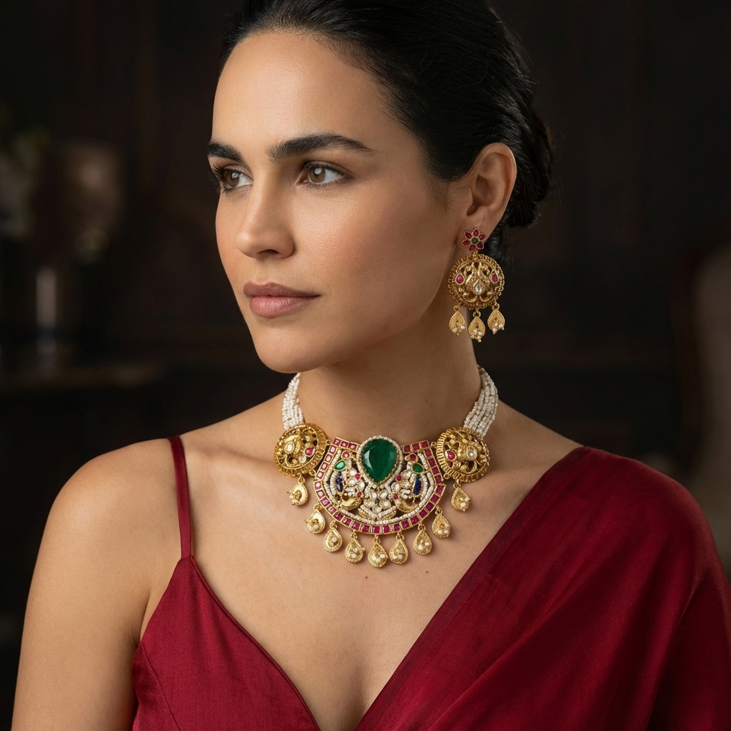 Heritage Temple Necklace with Earrings