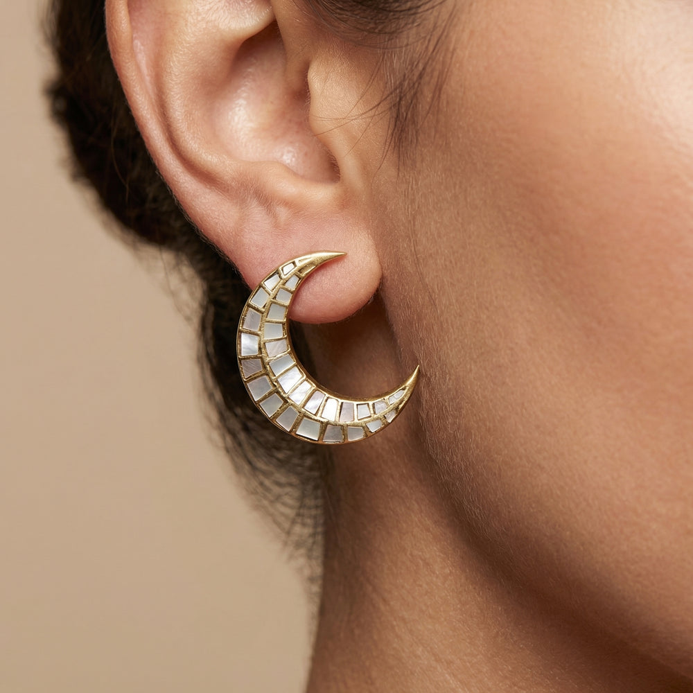 Chandra aurelle hoop earrings with crescent silhouette