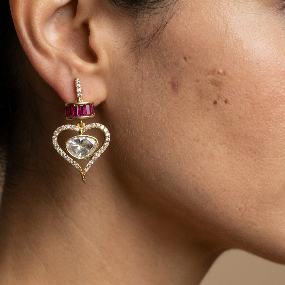Ruhara – prism heartfall earrings by Ozel