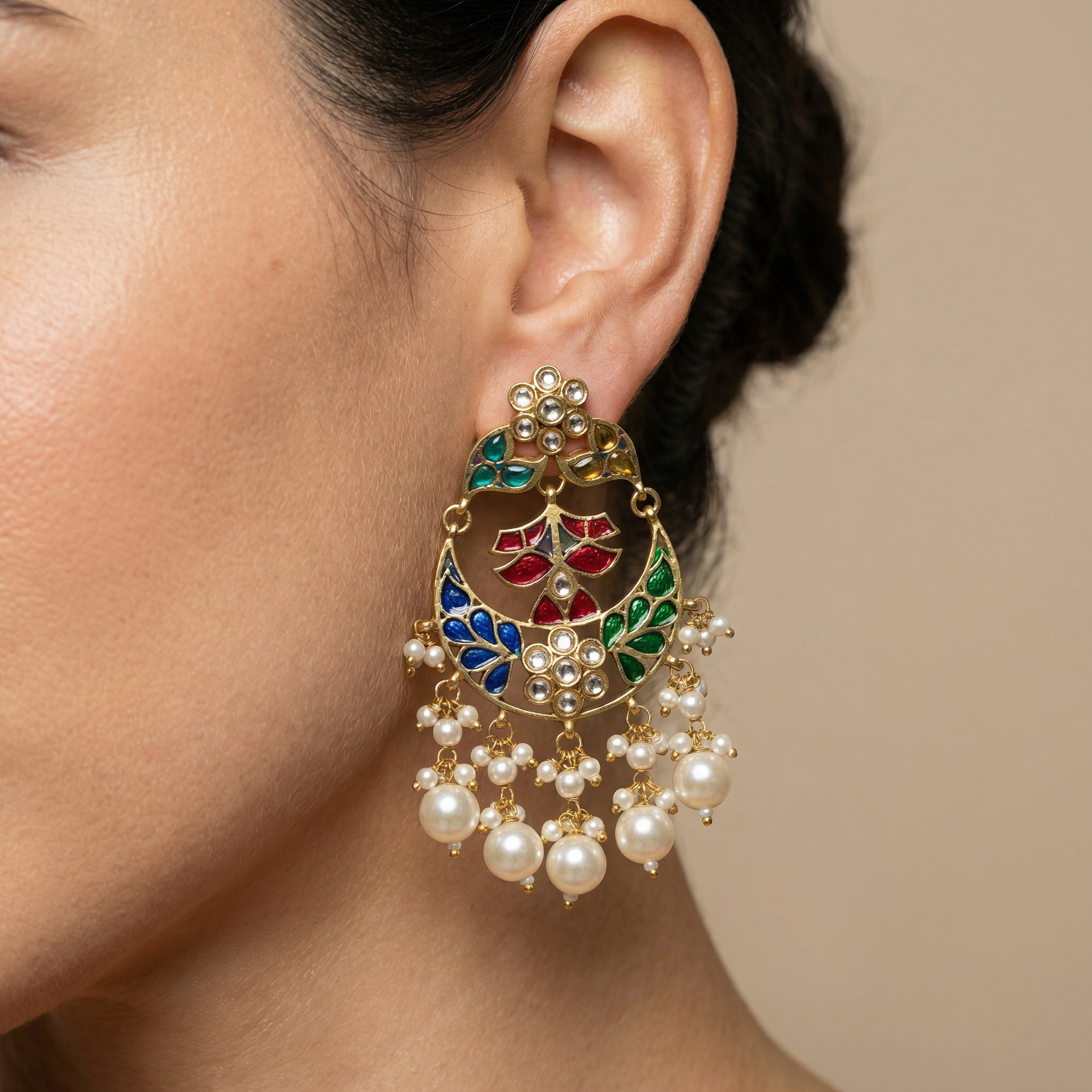 Zahra Kundan Chandbali Earrings