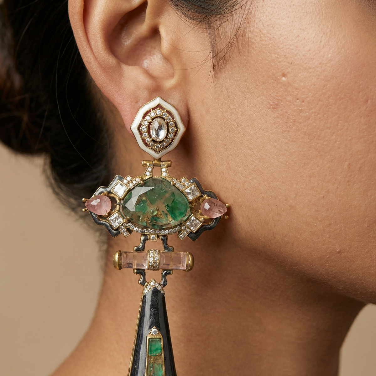 Art Deco Gemstone Earrings – ornate Art Deco design by Ozel
