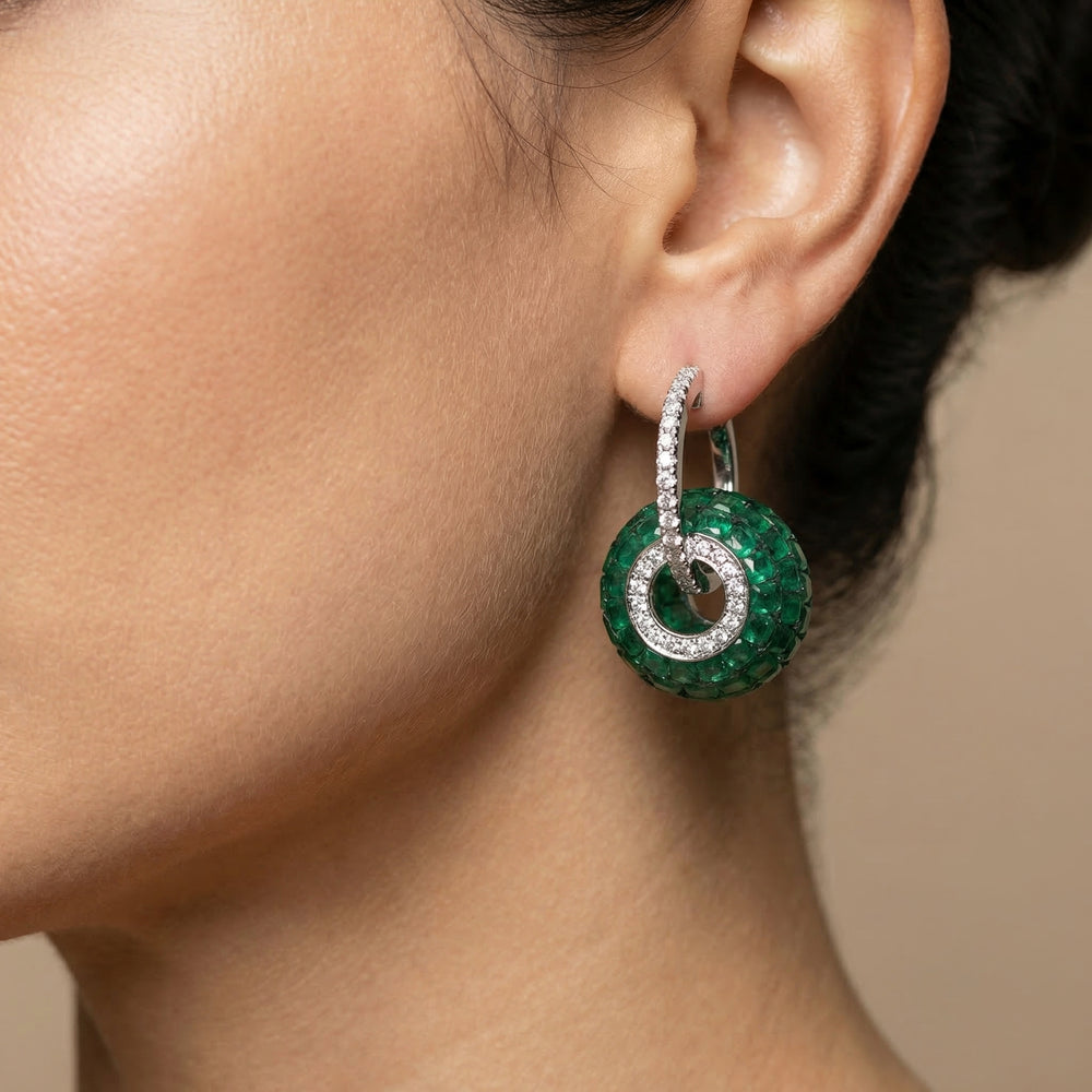 Orvielle – emerald drop earrings by Ozel