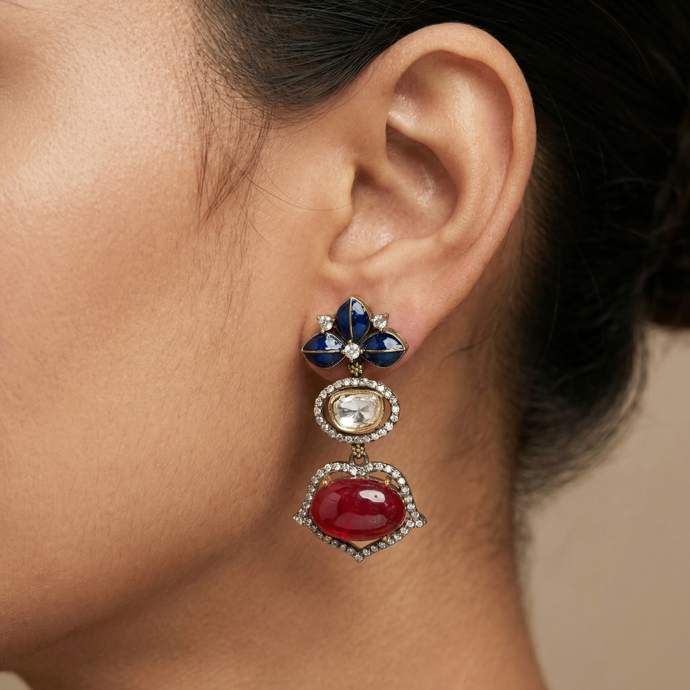 Neelima – raktika cascade earrings by Ozel