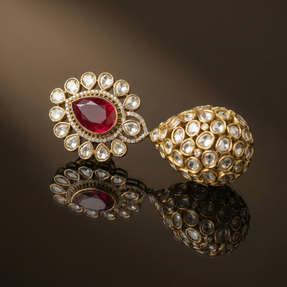 Anokhi – crimson noor drop earrings by Ozel