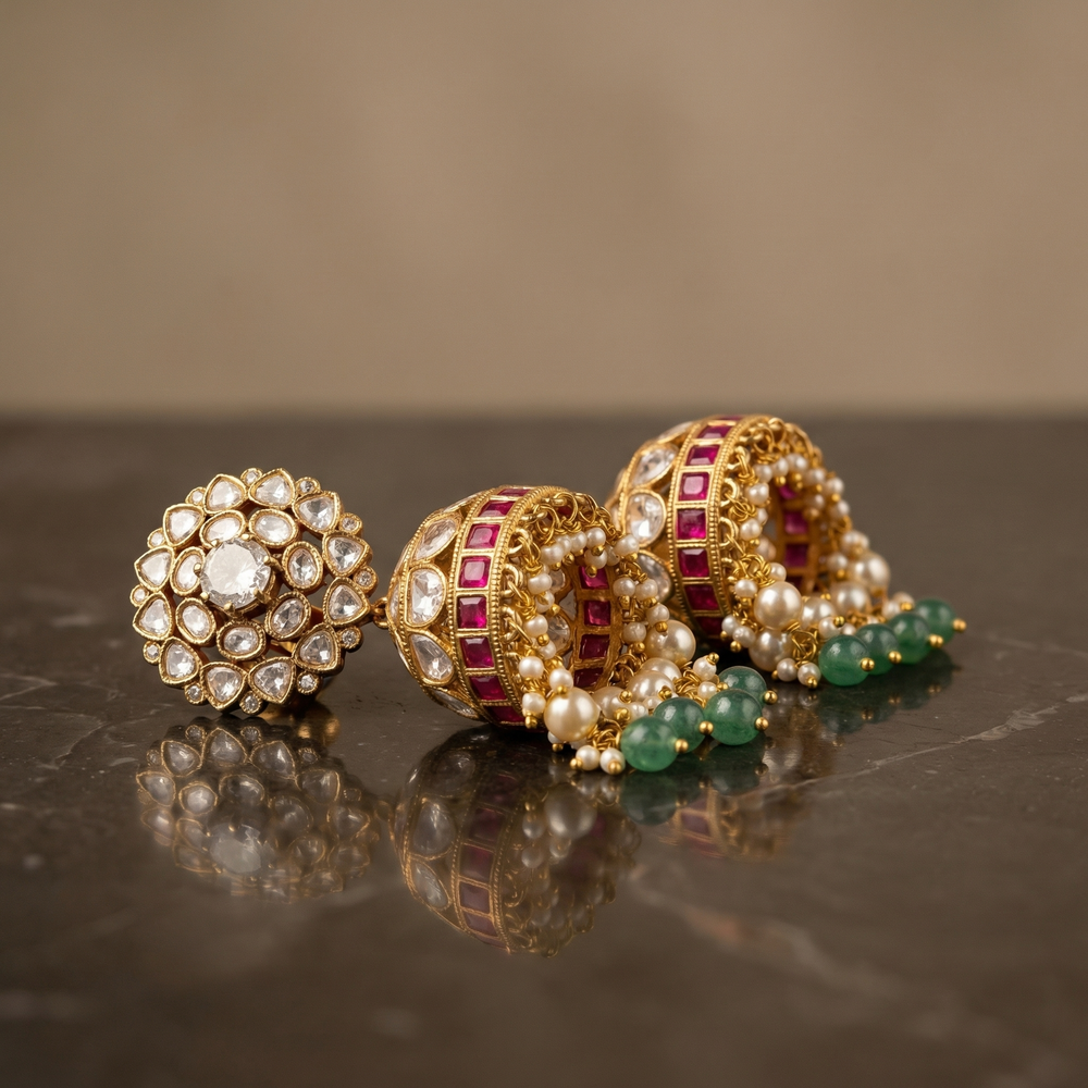 Gulraaj – noor jhumka earrings by Ozel