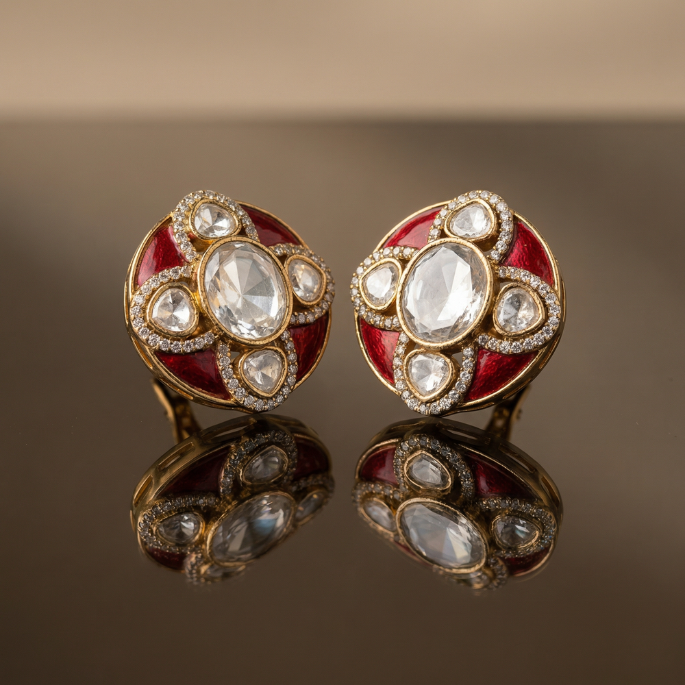 Ruhvaan – surkh prism stud earrings by Ozel