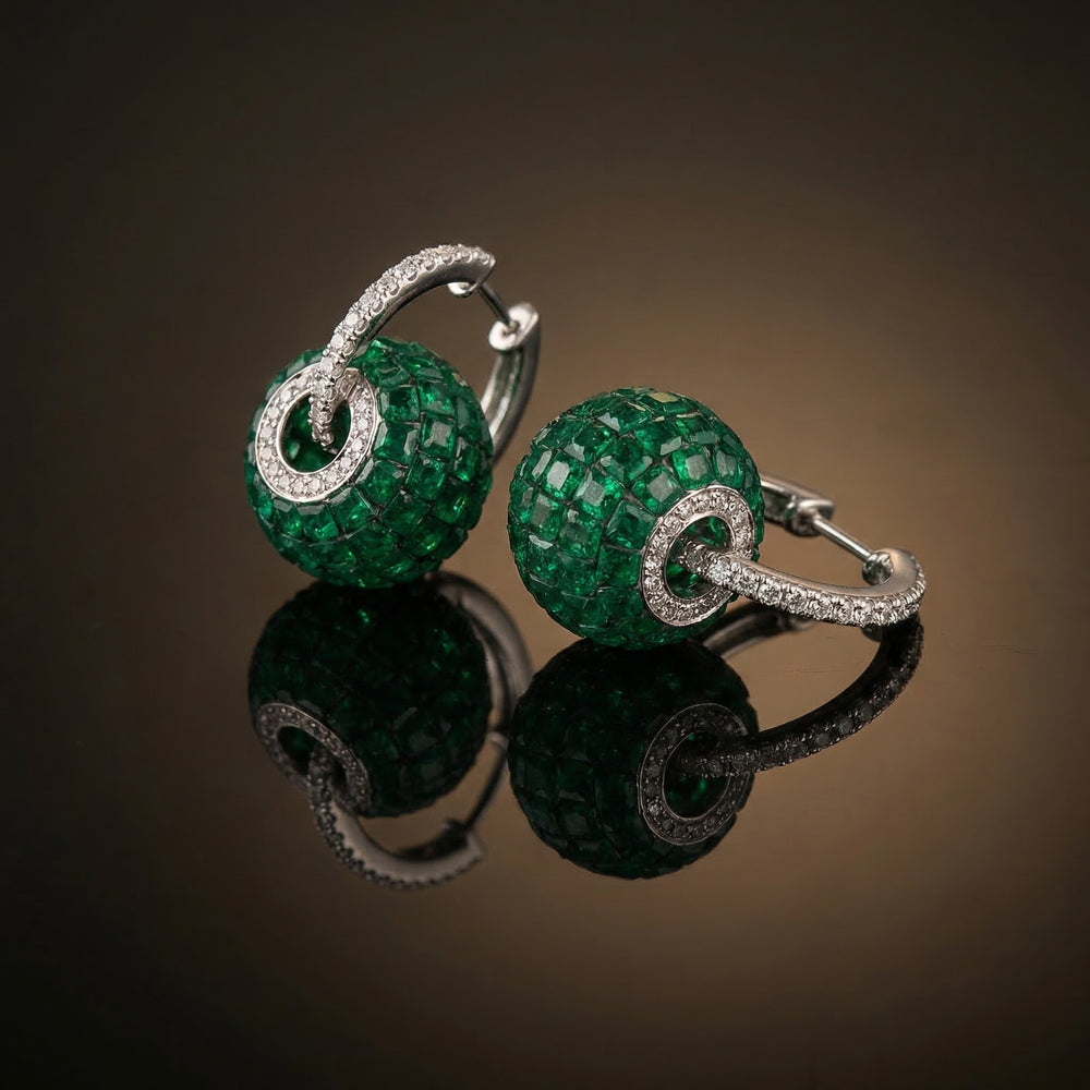 Orvielle – emerald drop earrings by Ozel