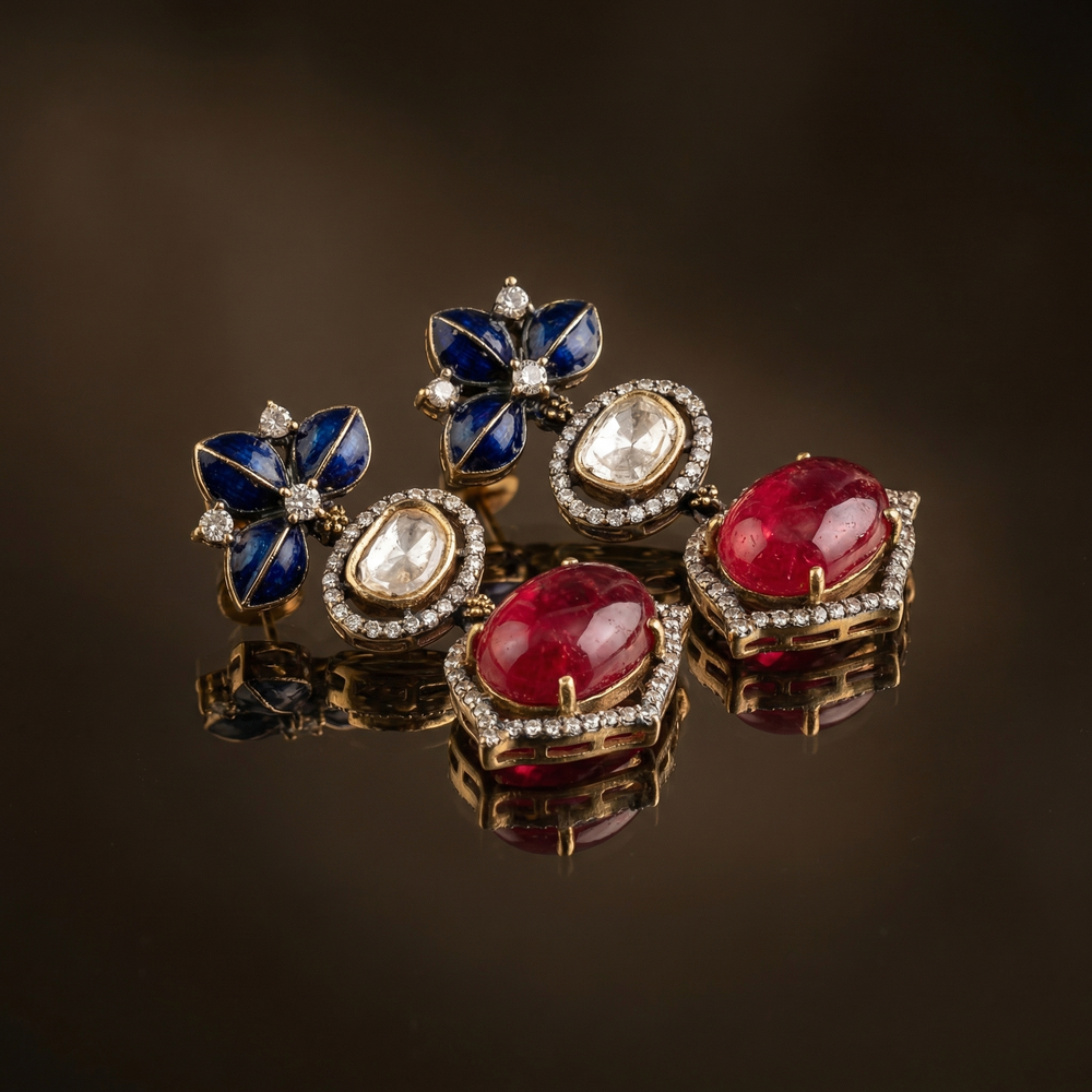 Neelima – raktika cascade earrings by Ozel
