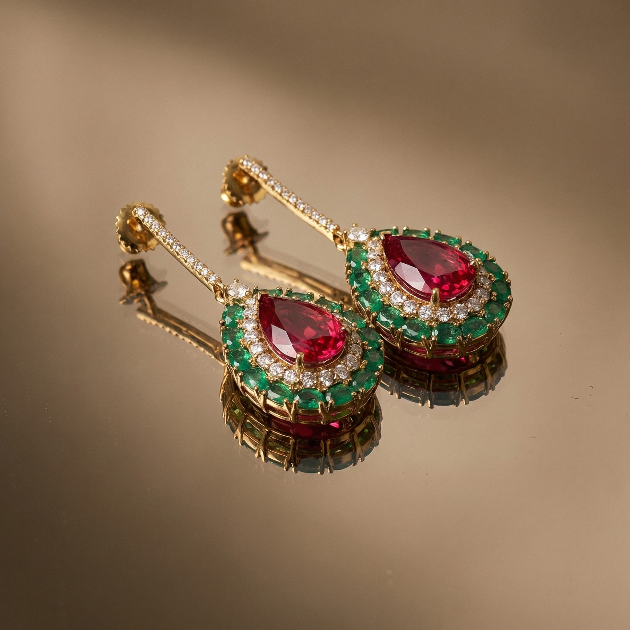 Ruhvera Crimson Teardrop Danglers