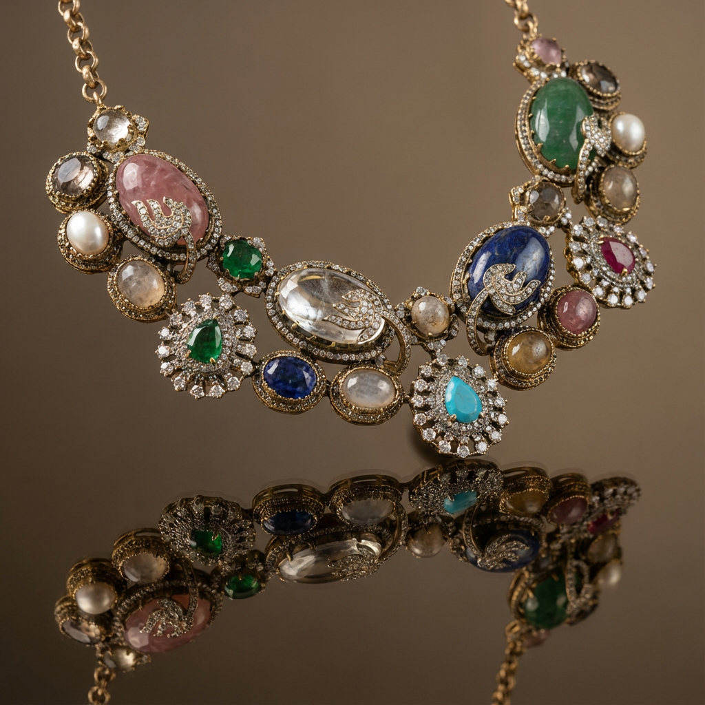 Celestial Mosaic Gemstone Necklace Set