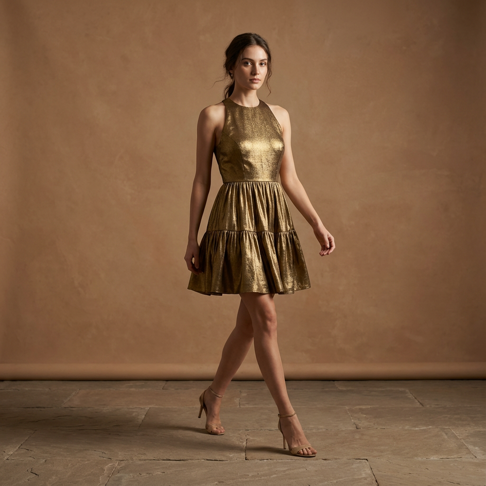 Gilded breeze mini dress – detail of fabric by Ozel