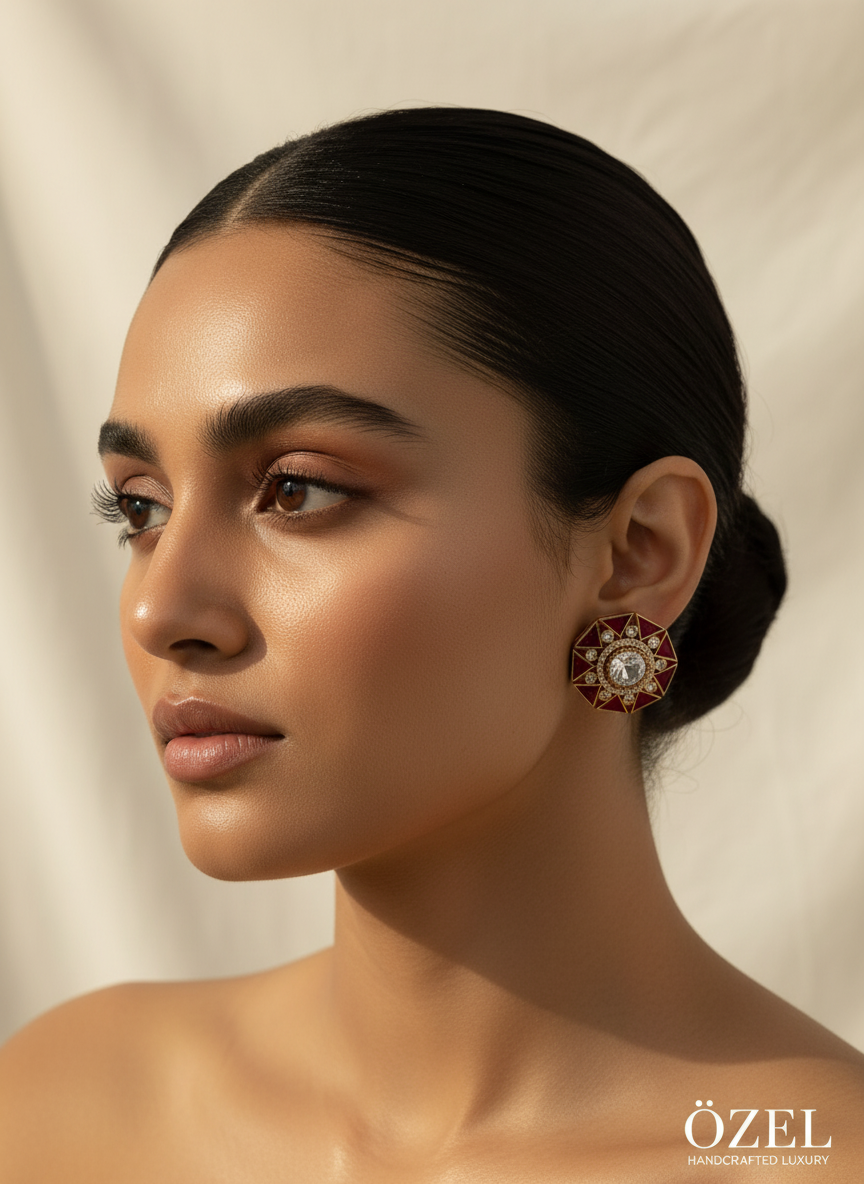 Geometric Stud Earrings Ivory