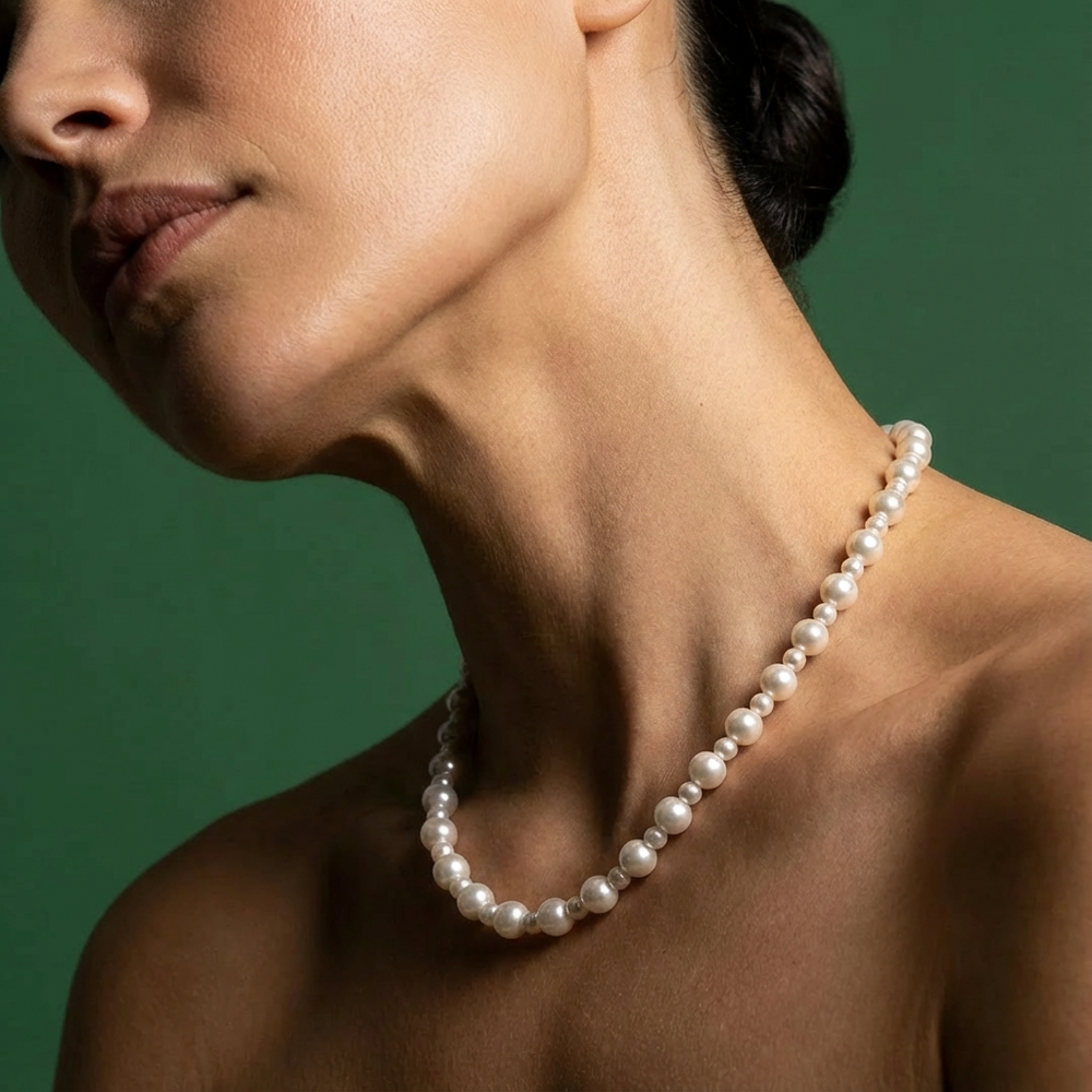 Luna Swarovski alternate pearl necklace – elegant pearl necklace by Ozel