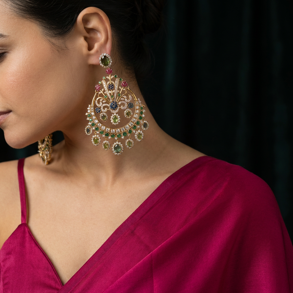 Bagh vintage gemstone earrings – gemstone detail close-up by Ozel