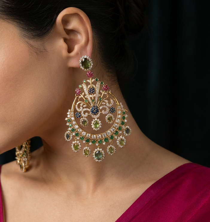 Bagh vintage gemstone earrings – handcrafted Indian earrings by Ozel