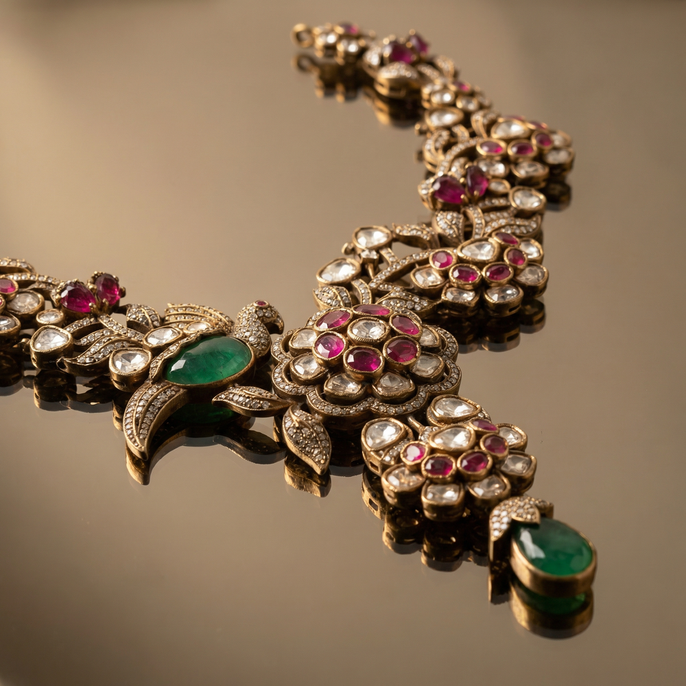 Velmora designer necklace set – necklace detail close-up by Ozel