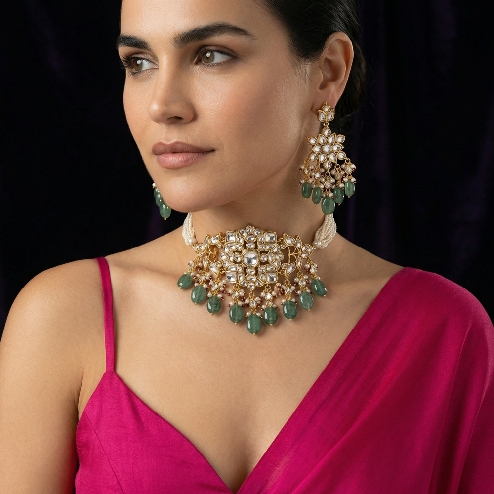 Jadau kundan choker set – kundan stone detail by Ozel