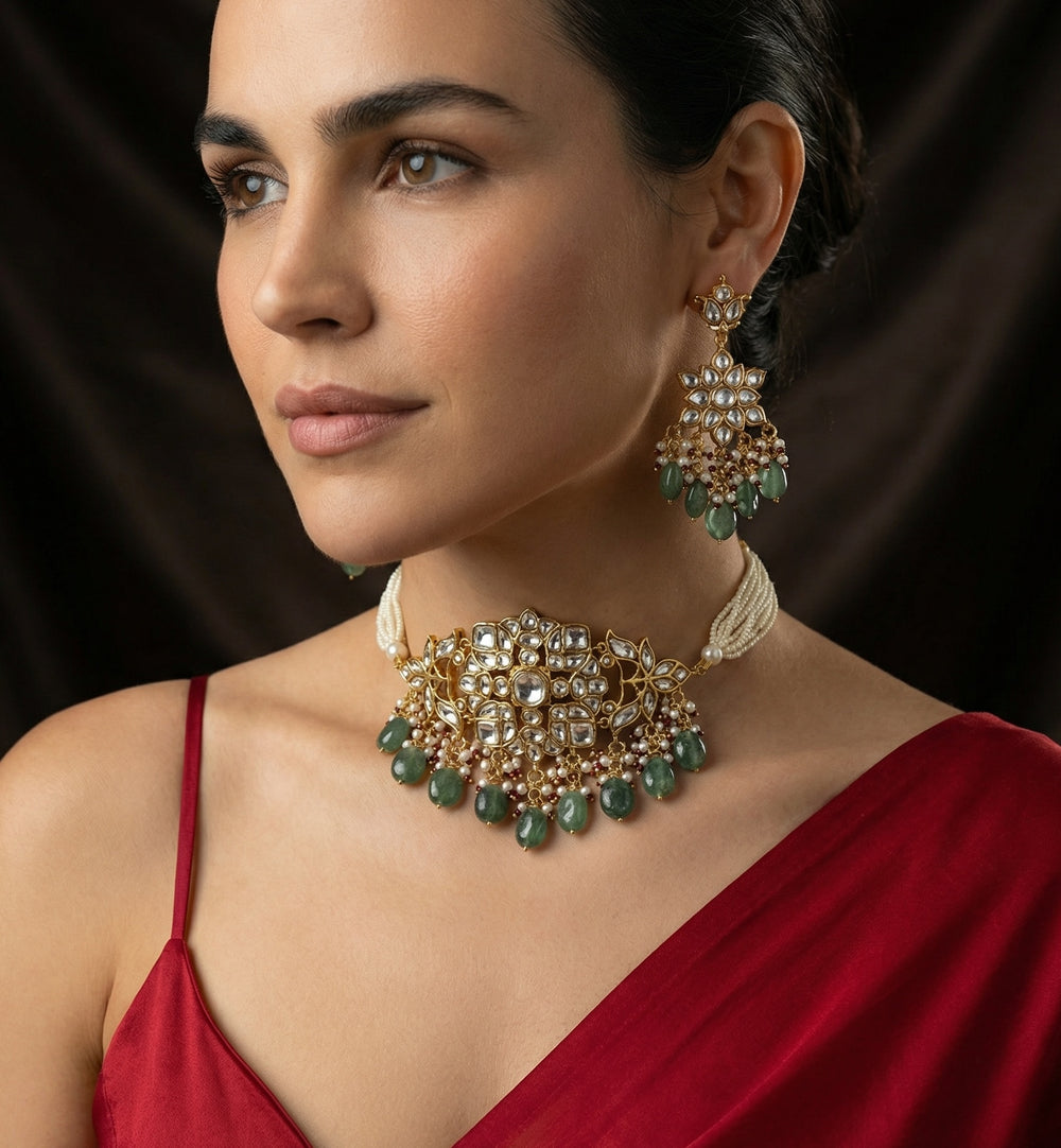 Jadau kundan choker set – handcrafted Indian bridal choker by Ozel