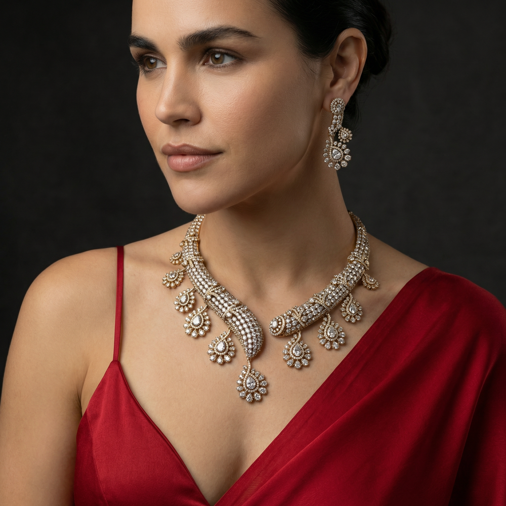 Tamara arc necklace set – handcrafted Indian arc necklace by Ozel