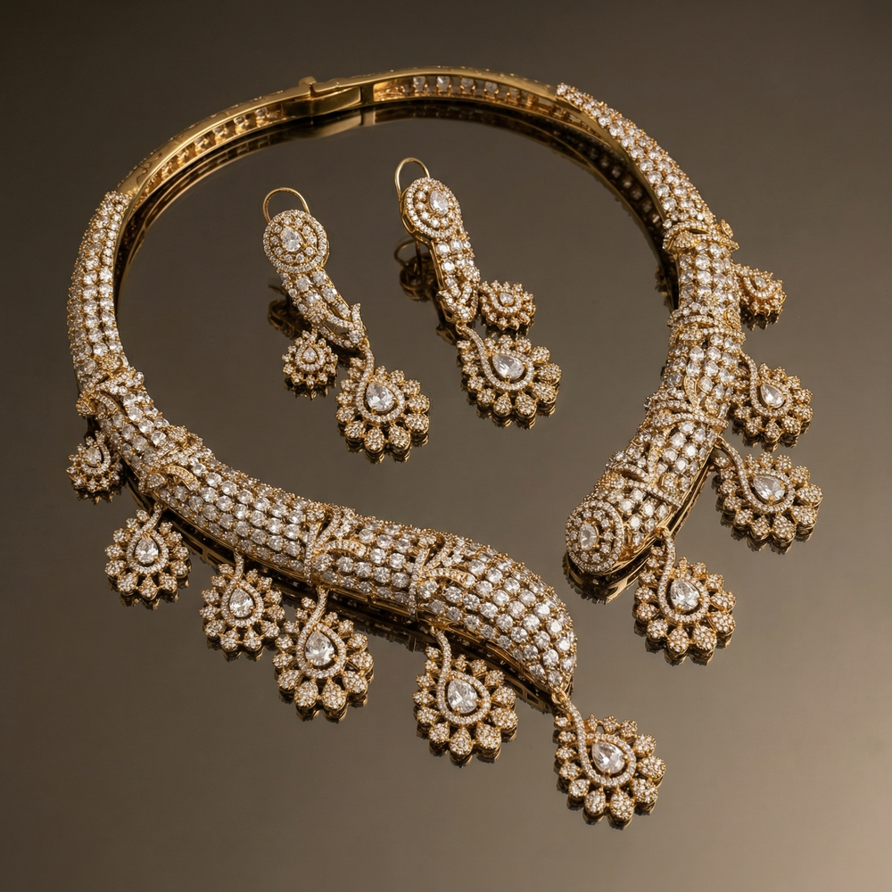 Tamara arc necklace set – full set with earrings by Ozel