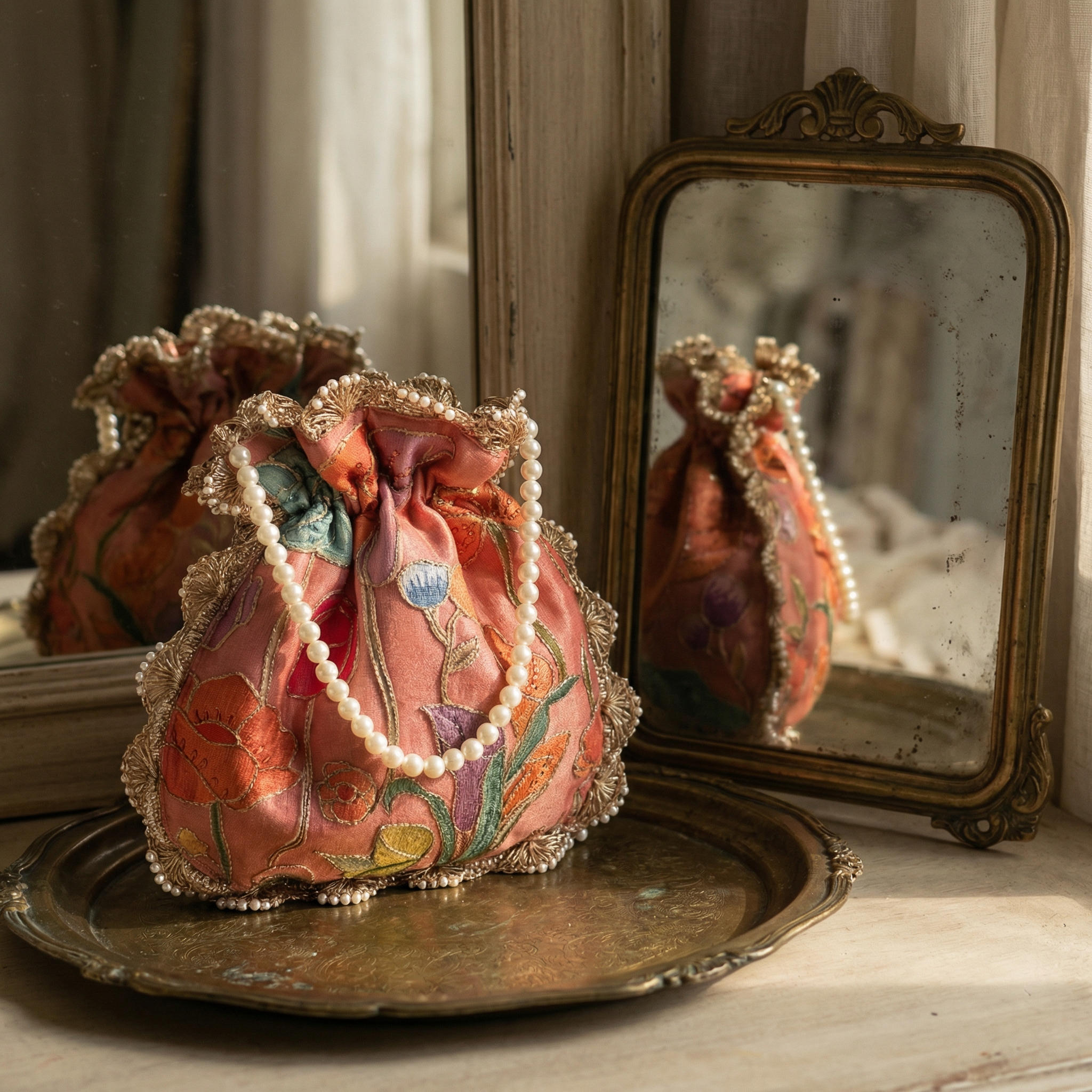 Rosé Jardin Potli Bag