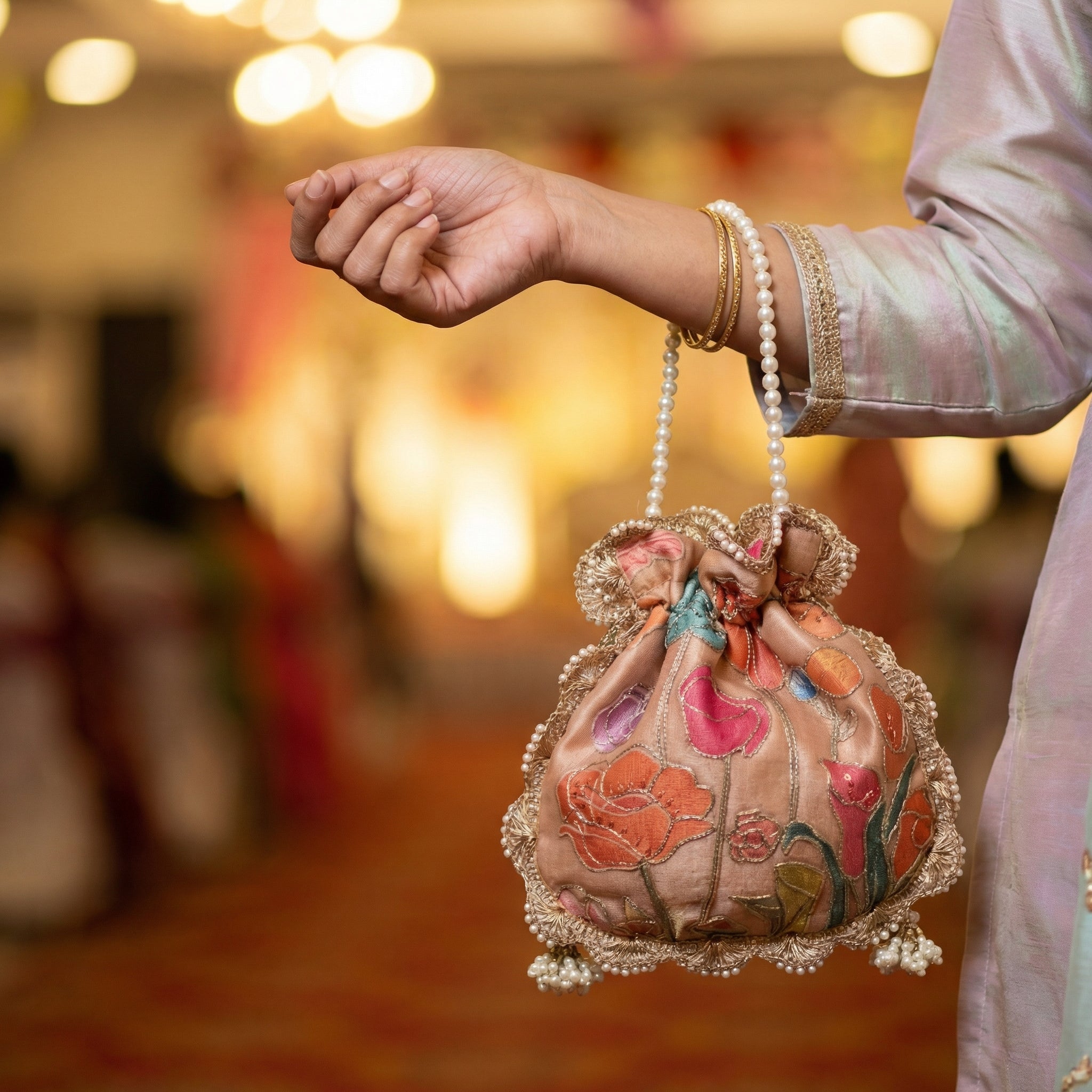 Sepia Bloom Potli Bag