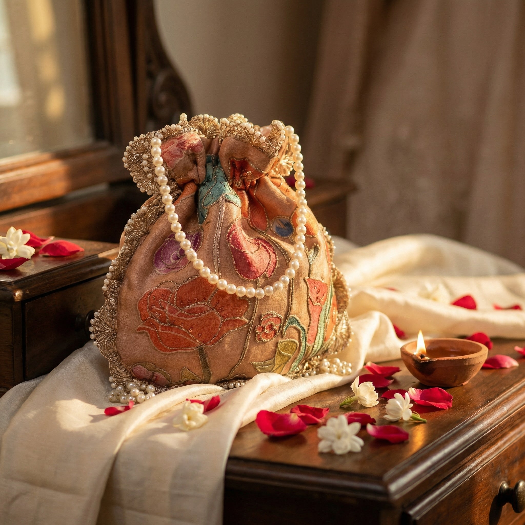 Sepia Bloom Potli Bag