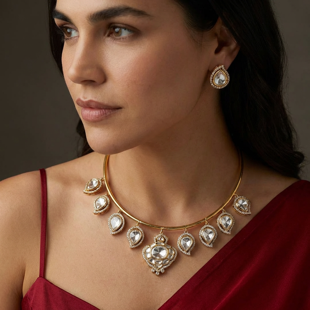 Saloni Polki Drop Necklace Set