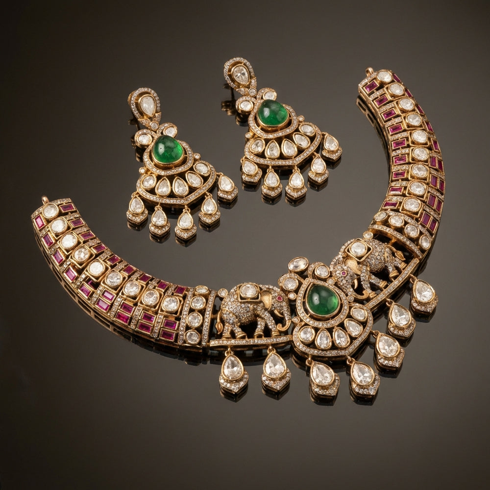 Ellora necklace set – heritage-inspired goldwork detail by Ozel