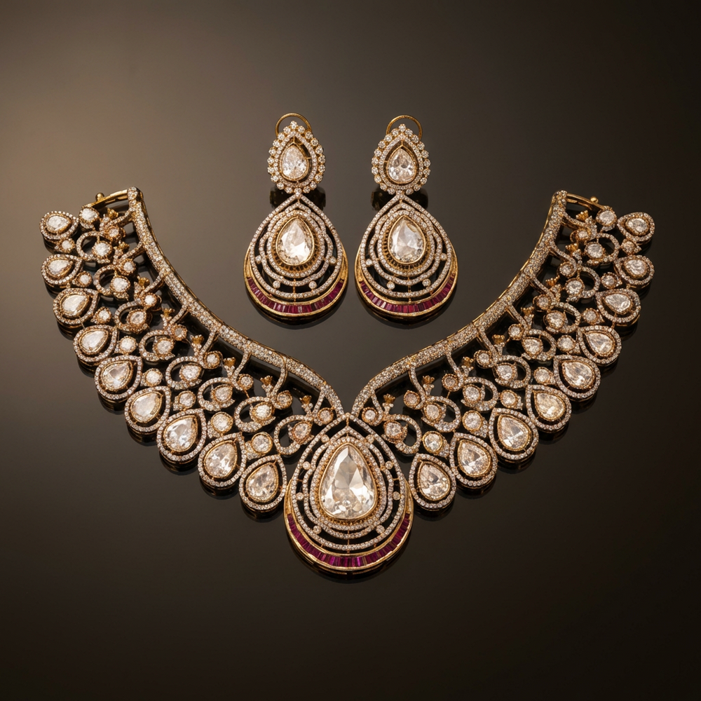 Crown necklace set – crown motif detail close-up by Ozel