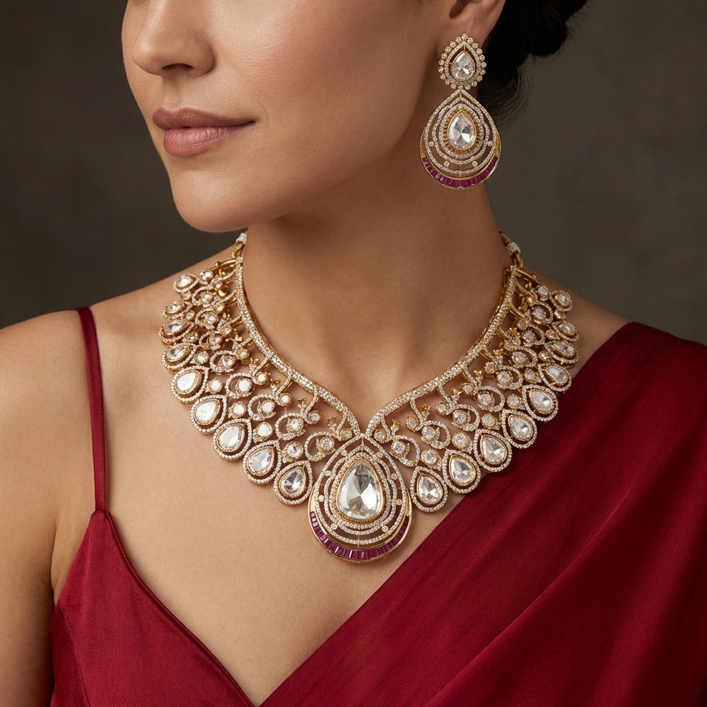 Crown necklace set – handcrafted Indian crown-inspired necklace by Ozel