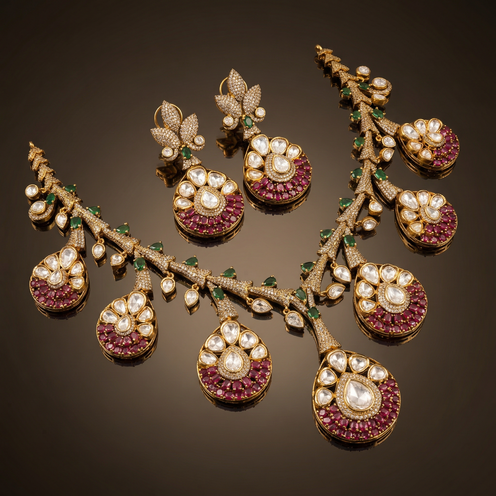 Diya tulip necklace set – full set with earrings by Ozel
