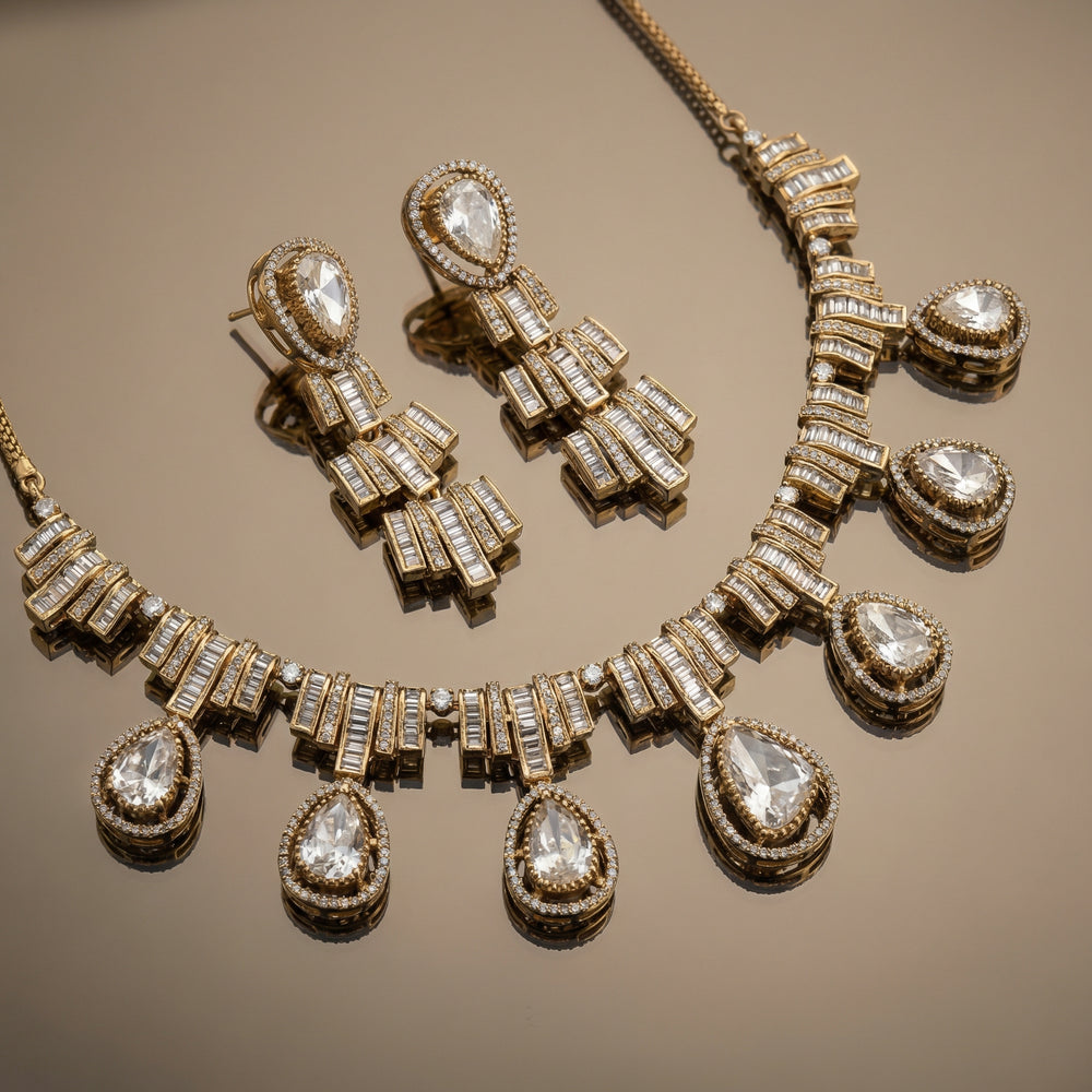 Virelle baguette moissanite set white – full set styled by Ozel