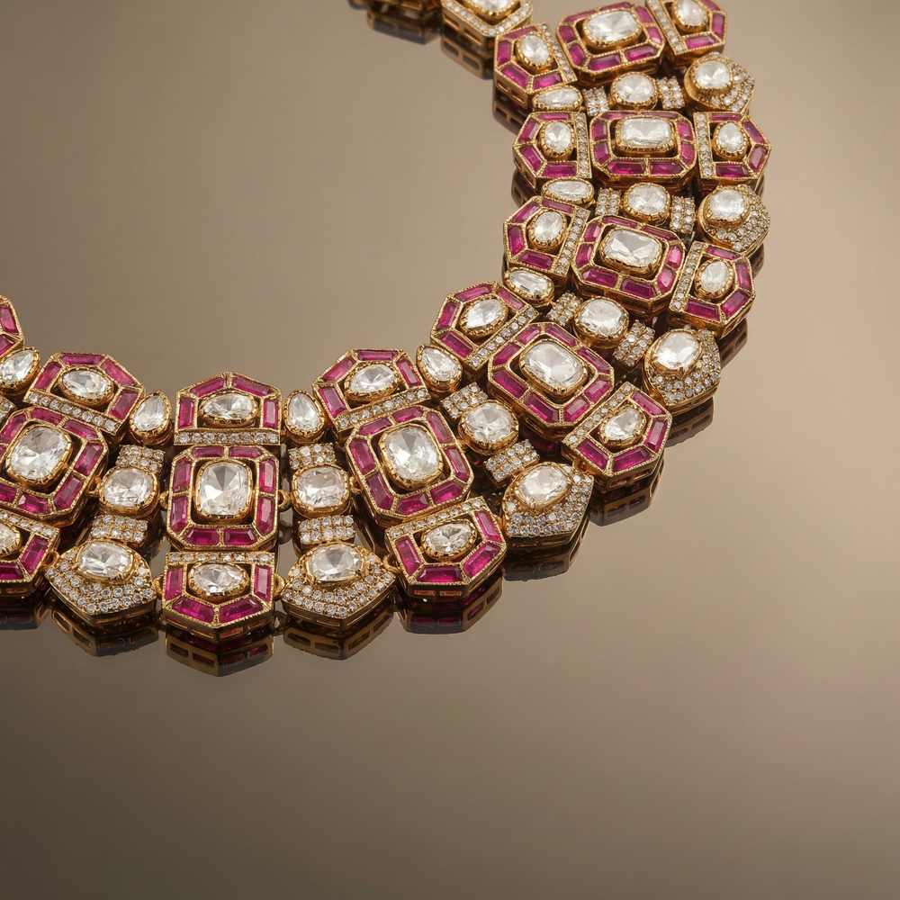 Penwood Ruby Necklace Set – artisan Indian jewelry by Ozel